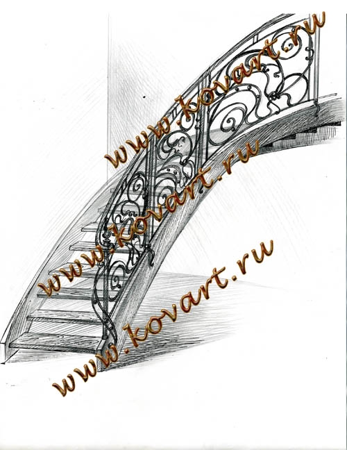 Эскизы кованых винтовых лестниц