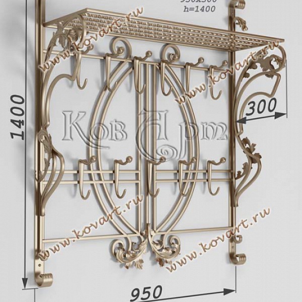 Эксклюзивная кованая настенная вешалка ручной работы АРТ: 1121