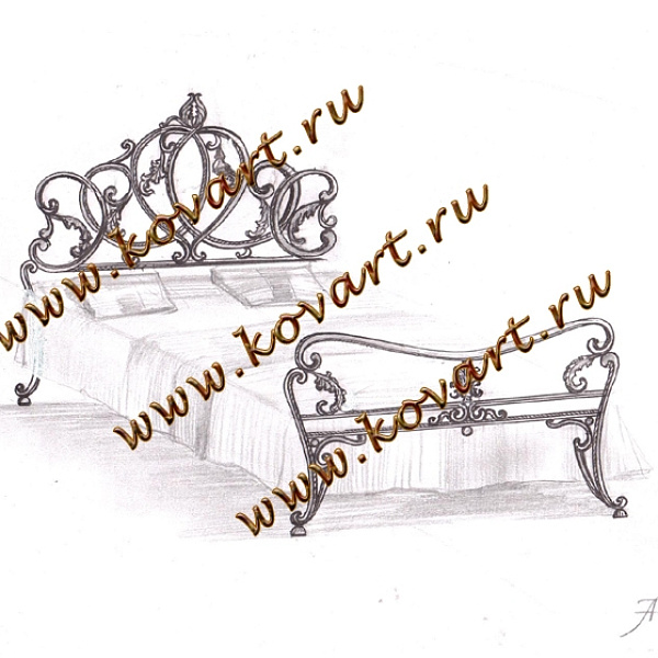 Эскизы кованых кроватей