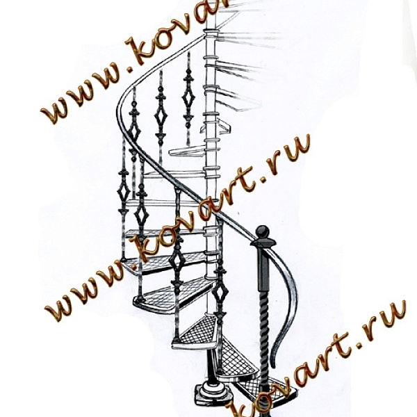 Эскизы кованых винтовых лестниц