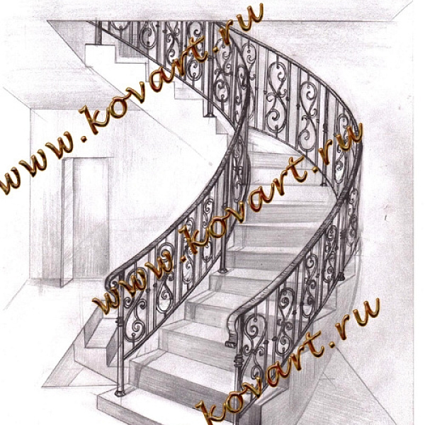 Эскизы кованых винтовых лестниц