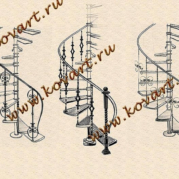 Эскизы кованых винтовых лестниц
