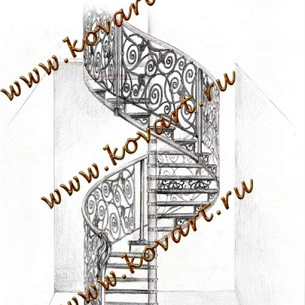 Эскизы кованых винтовых лестниц