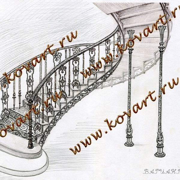 Эскизы кованых винтовых лестниц