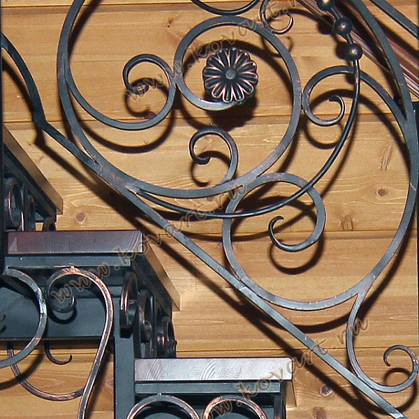 Кованая лестница с деревянными перилами Код: КЛ-09/71
