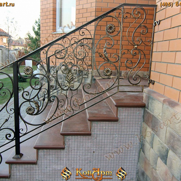 Перила кованые для лестницы на улице Код: ЛП-0122/66