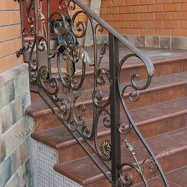 Перила кованые для лестницы на улице Код: ЛП-0122/68