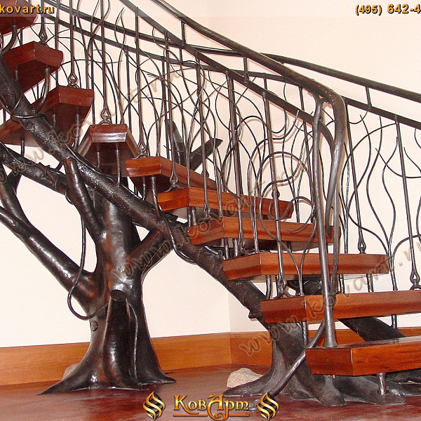 Железные перила для эксклюзивной кованой лестницы Код: ЛП-187/63