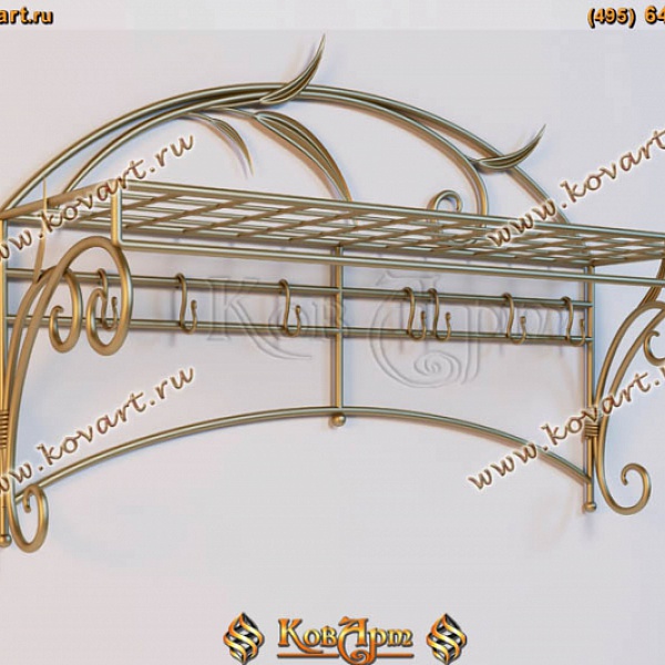 Золотая кованая настенная вешалка АРТ: 1101