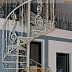 Кованая лестница на второй этаж белого цвета Код: КВЛ-12/93