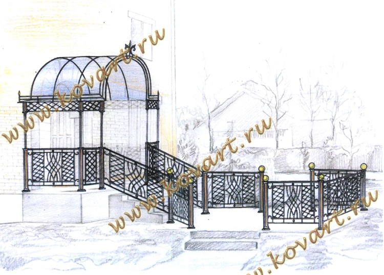 Эскизы кованого крыльца