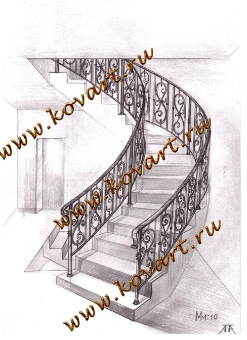 Эскизы кованых винтовых лестниц