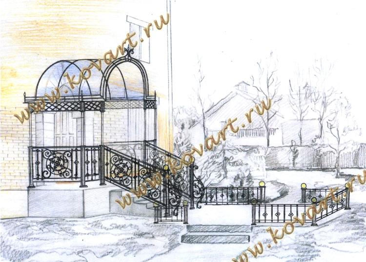 Эскизы кованого крыльца