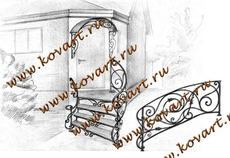 Эскизы кованых винтовых лестниц