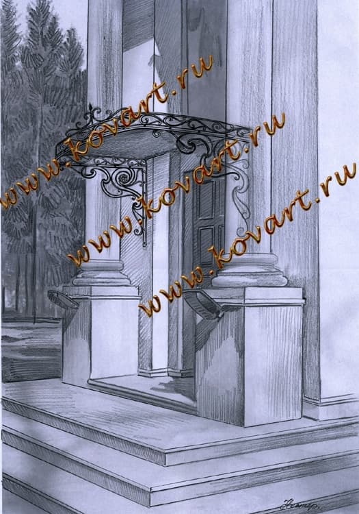 Эскизы кованых козырьков