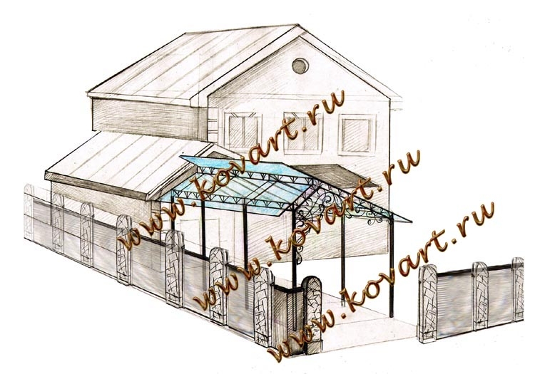 Эскизы кованых навесов