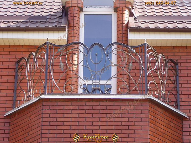 Кованый балкон с изогнутым поручнем Код: БО-122/63