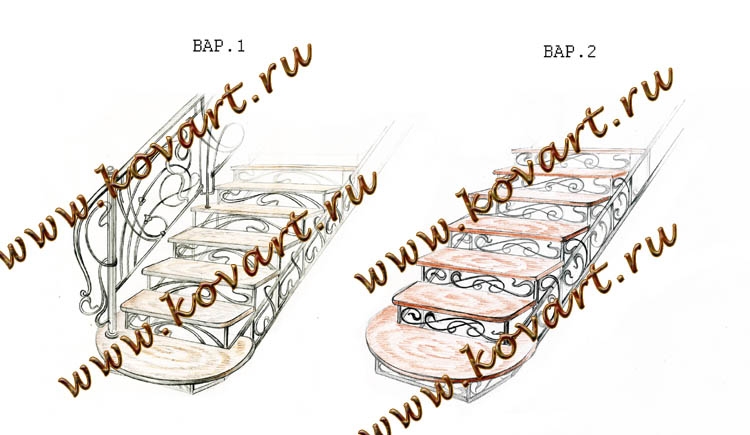 Эскизы кованых лестниц