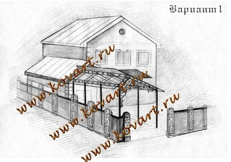 Эскизы кованых навесов