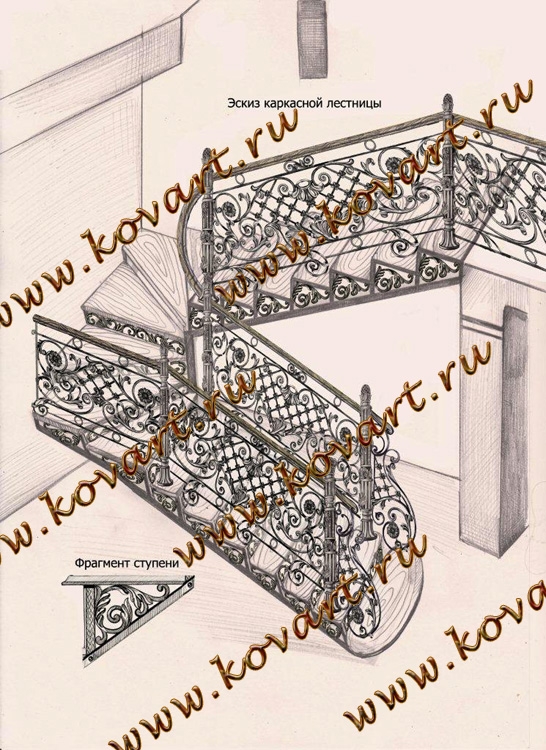 Эскизы кованых лестниц