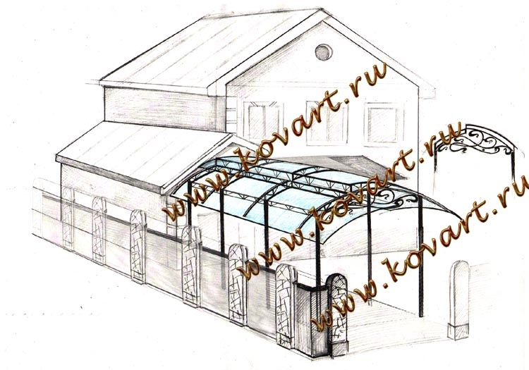 Эскизы кованых навесов