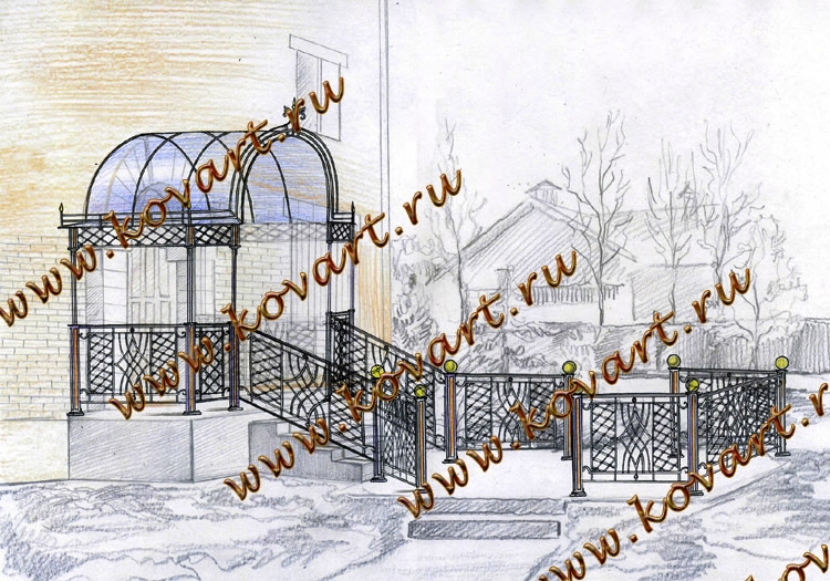 Эскизы кованых козырьков