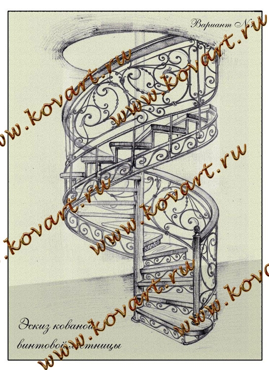Эскизы кованых винтовых лестниц