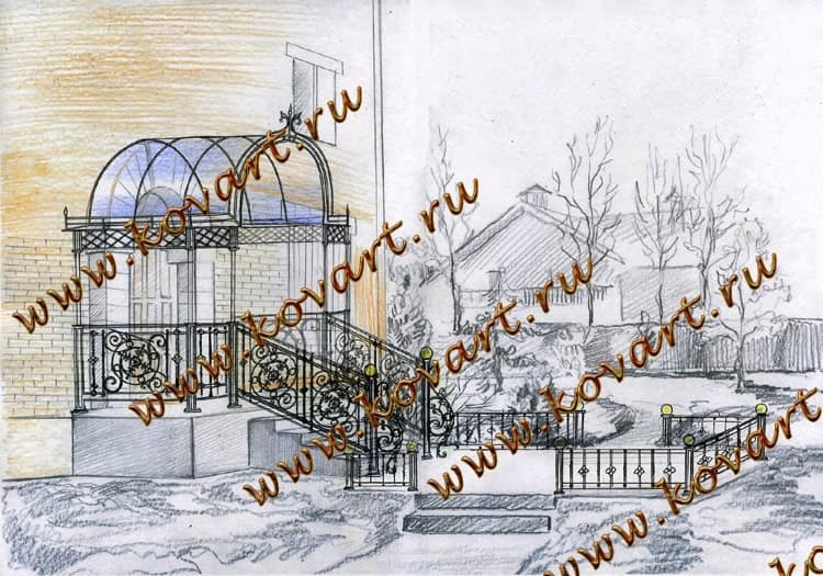 Эскизы кованых козырьков