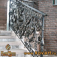 Кованые балконные ограждения с металлическим поручнем Код: БО-012/80