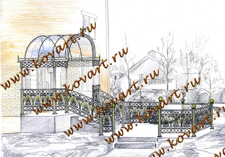 Эскизы кованых козырьков