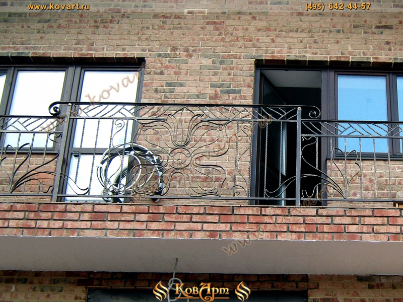 Балконное ограждение с цветком из ковки Код: БО-0138/63