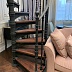 Кованая винтовая лестница с деревянными ступенями Код: ЛП-012/72